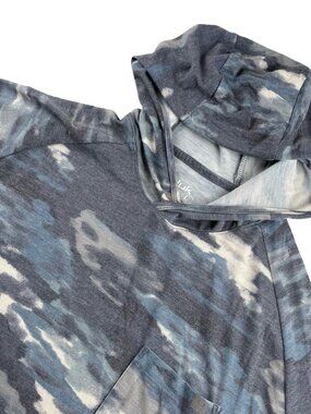 Huk Men’s Performance Stretch Blend Camo Hoodie Sweatshirt Blue • Large